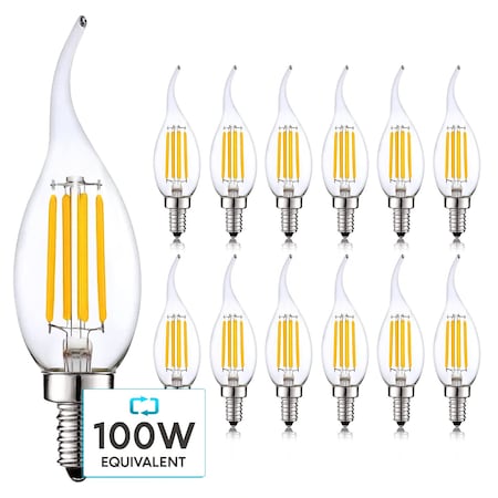 Luxrite CA11 LED Bulbs 7W (100W Equivalent) 800LM 5000K Bright White Dimmable E12 Candelabra Base 12-Pack LR21639-12PK